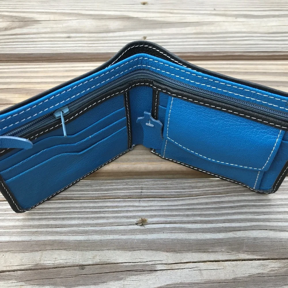 Supreme Leather Wallet Blue/Black Men Card Holder